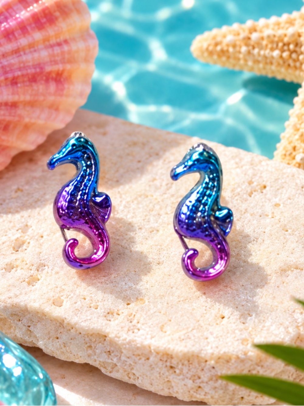 Colorful Seahorse Stud Earrings